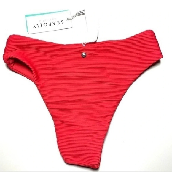 New Seafolly Essential Ribbed High Rise Bikini Bottom - Picture 4 of 6